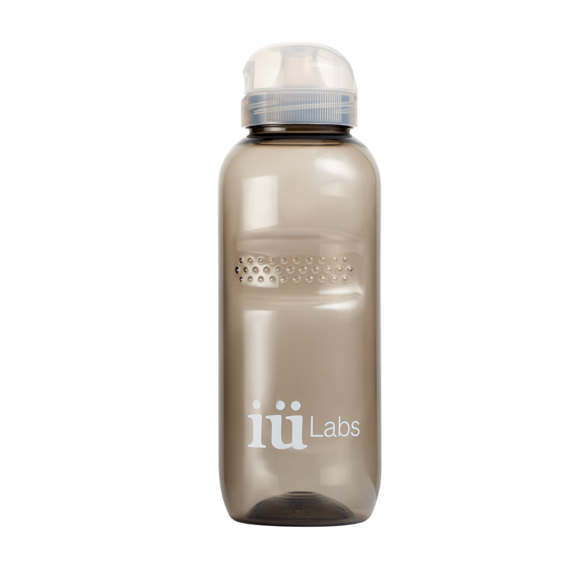 iüLabs grey transparent water bottle to make, shake, and drink iüLabs supplement drinks