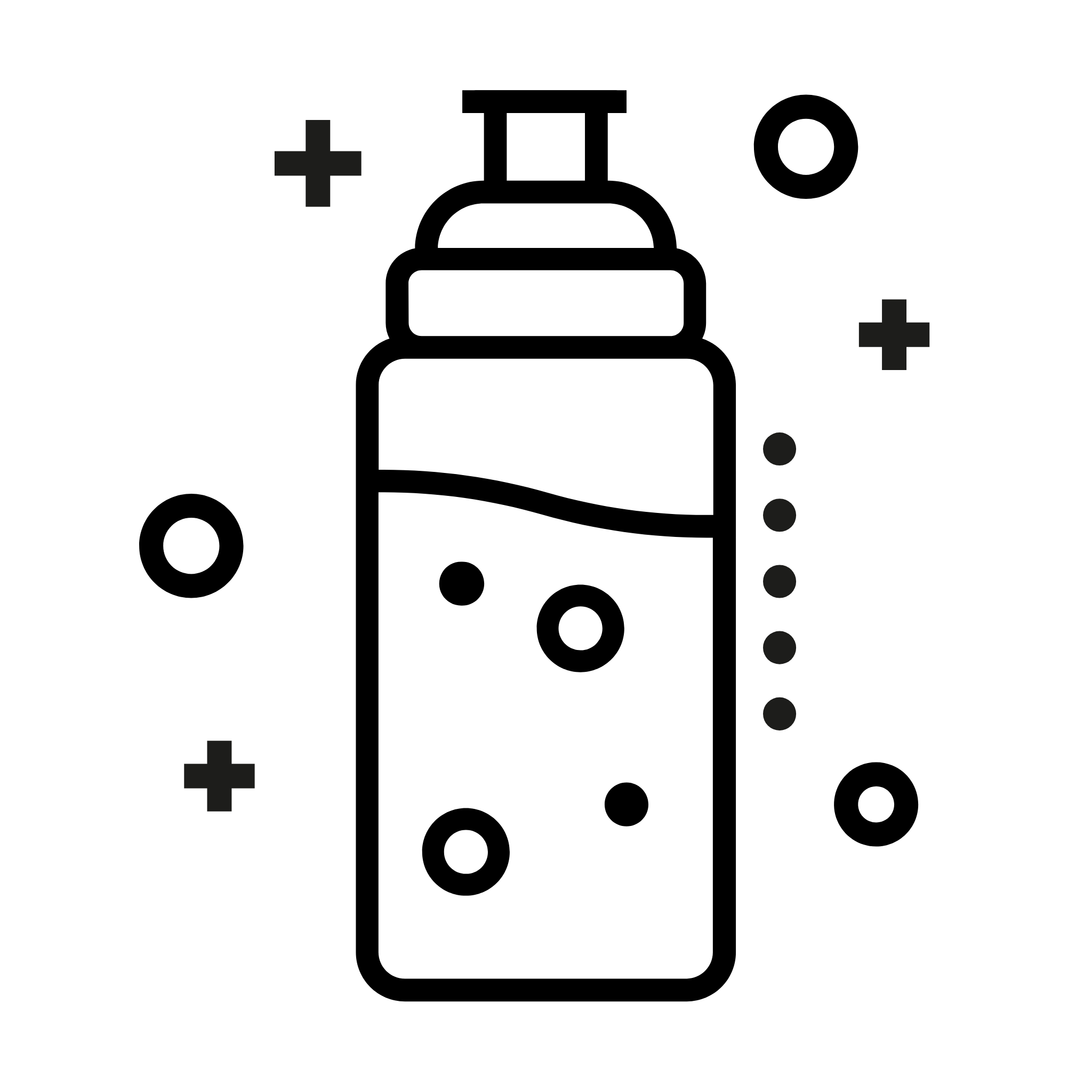 black and white water bottle icon to represent iuLabs supplement drinks