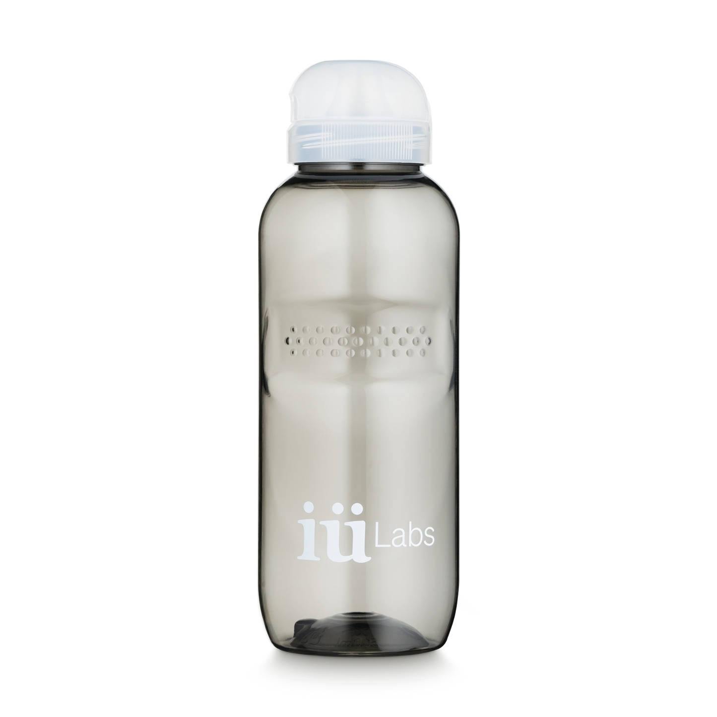 iüLabs grey transparent water bottle to make, shake, and drink iüLabs supplement drinks, iuLabs, iuMove, iuVitalizer, iuProtect