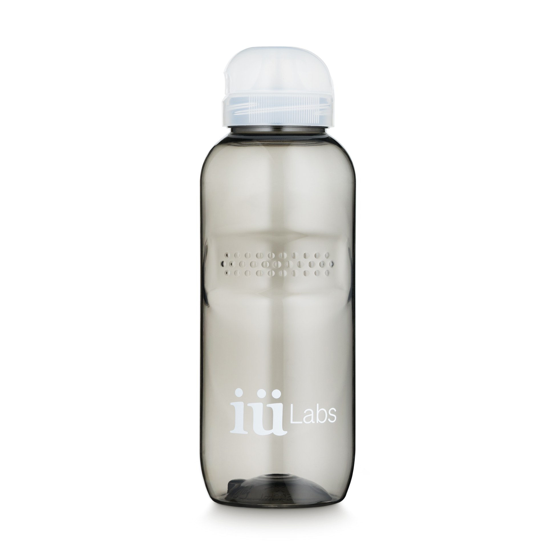 iüLabs grey transparent water bottle to make, shake, and drink iüLabs supplement drinks, iuLabs, iuMove, iuVitalizer, iuProtect