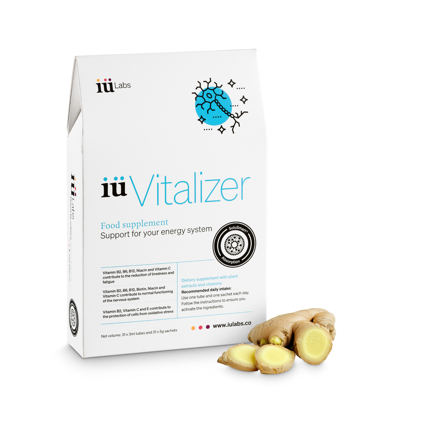  One month pack of iüVitalizer from iüLabs, energy boost supplement, with ginger root, iuLabs, iuVitalizer