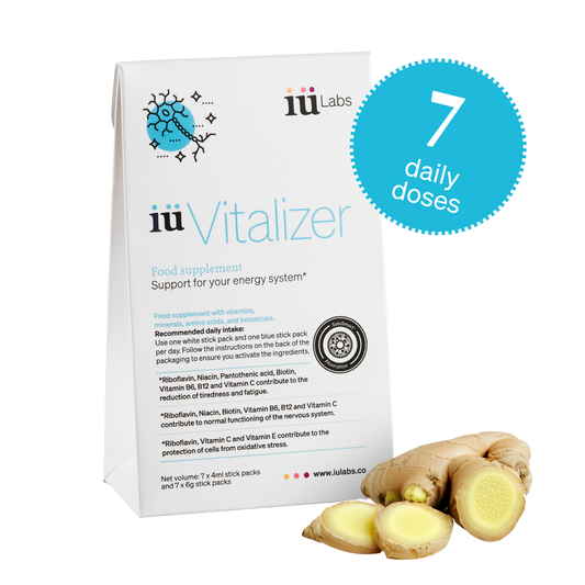 7 day trial pack of iüVitalizer from iüLabs, energy boost supplement, with ginger root, iuLabs, iuVitalizer