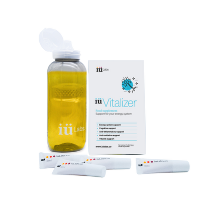  One month pack of iüVitalizer from iüLabs, energy boost supplement, with bottle of iüVitalizer made 